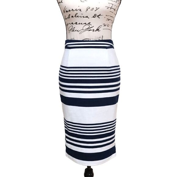 EXECUTIVE PONIES Classy Striped Pencil Skirt SIZE S - Picture 1 of 11